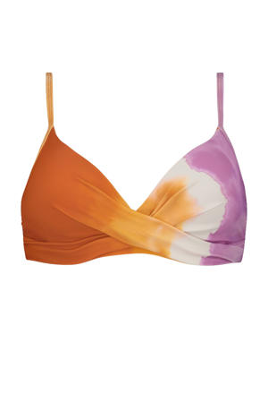 tie-dye voorgevormde beugel bikinitop oranje/roze/wit