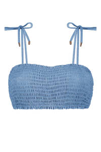 Beachlife beugel bandeau bikinitop met lurex blauw/zilver