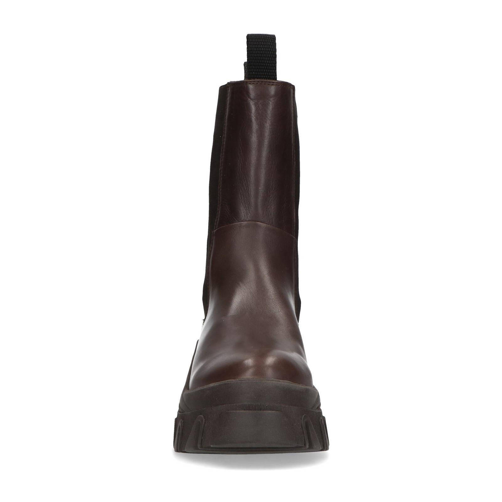 Sacha x Queen of Jetlags leren chunky chelsea boots donkerbruin | wehkamp