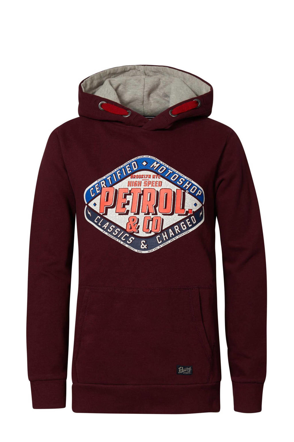 Petrol Industries hoodie met logo donkerrood