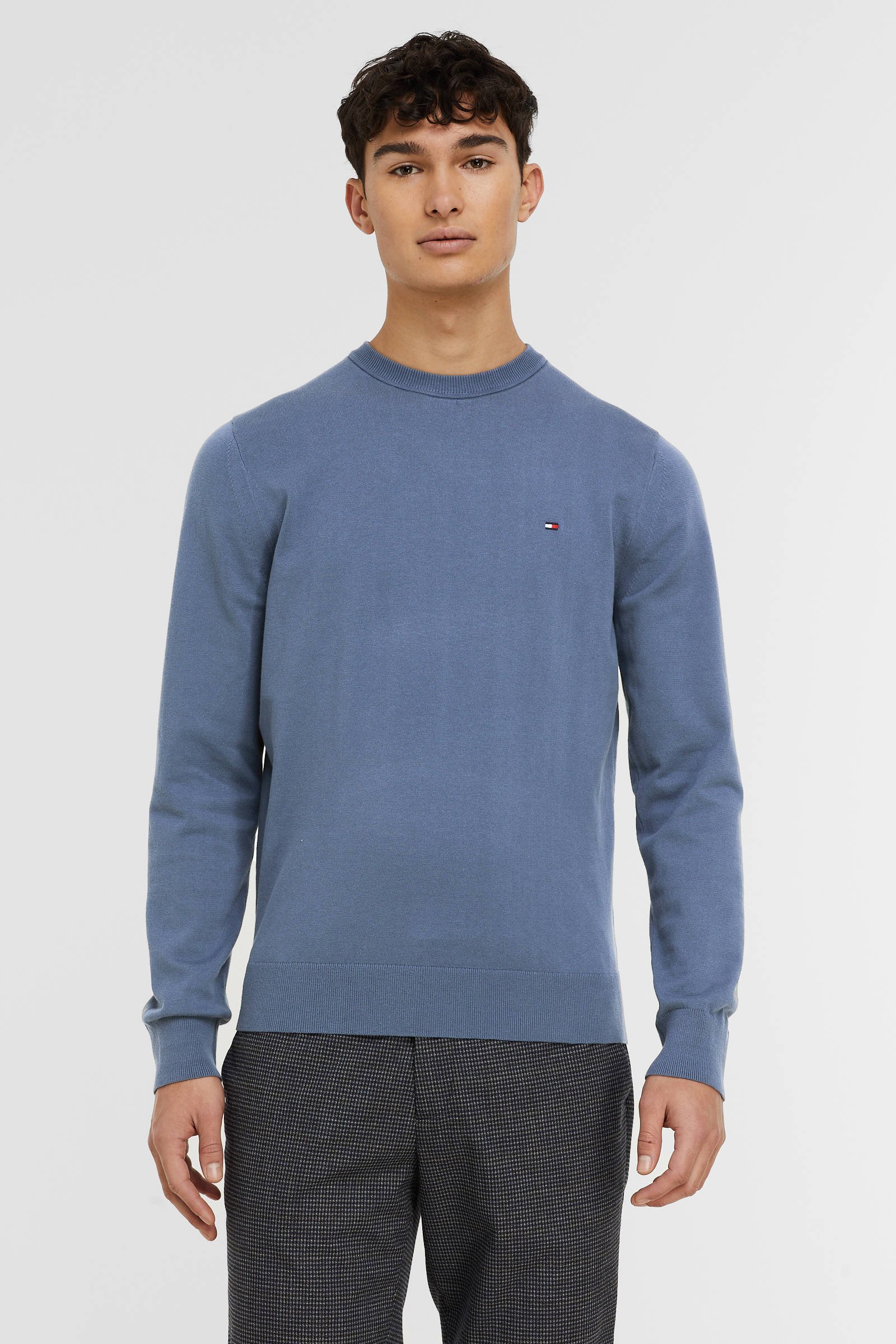 Tommy Hilfiger gemêleerde pullover met biologisch katoen faded indigo online kopen