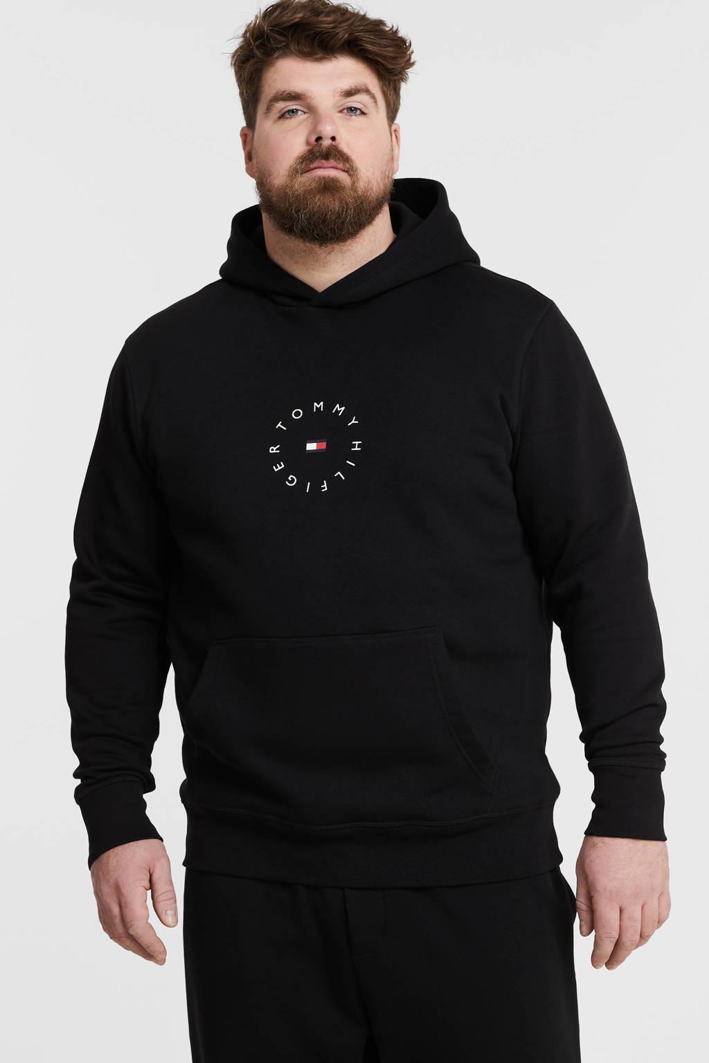 Tommy Hilfiger Big & Tall hoodie Roundall Graphic Plus Size met logo black, Black