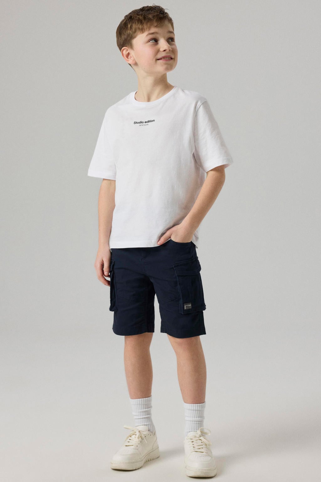 NAME IT KIDS regular fit cargo bermuda NKMRYAN donkerblauw