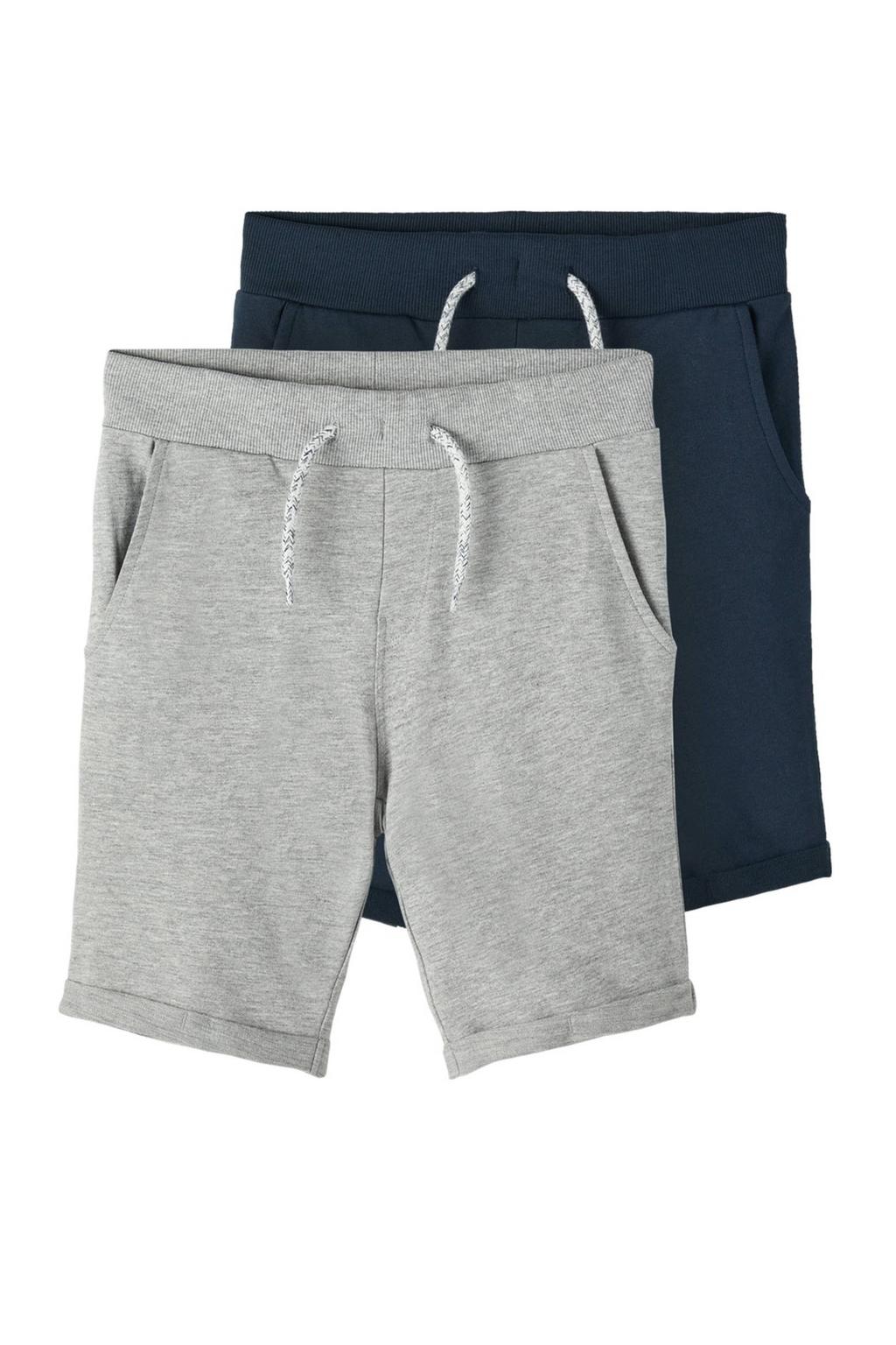 Set van 2 grijze jongens NAME IT KIDS sweatshort melange van katoen met slim fit en elastische tailleband met koord