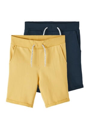 sweatshort - geel/donkerblauw (set van 2)