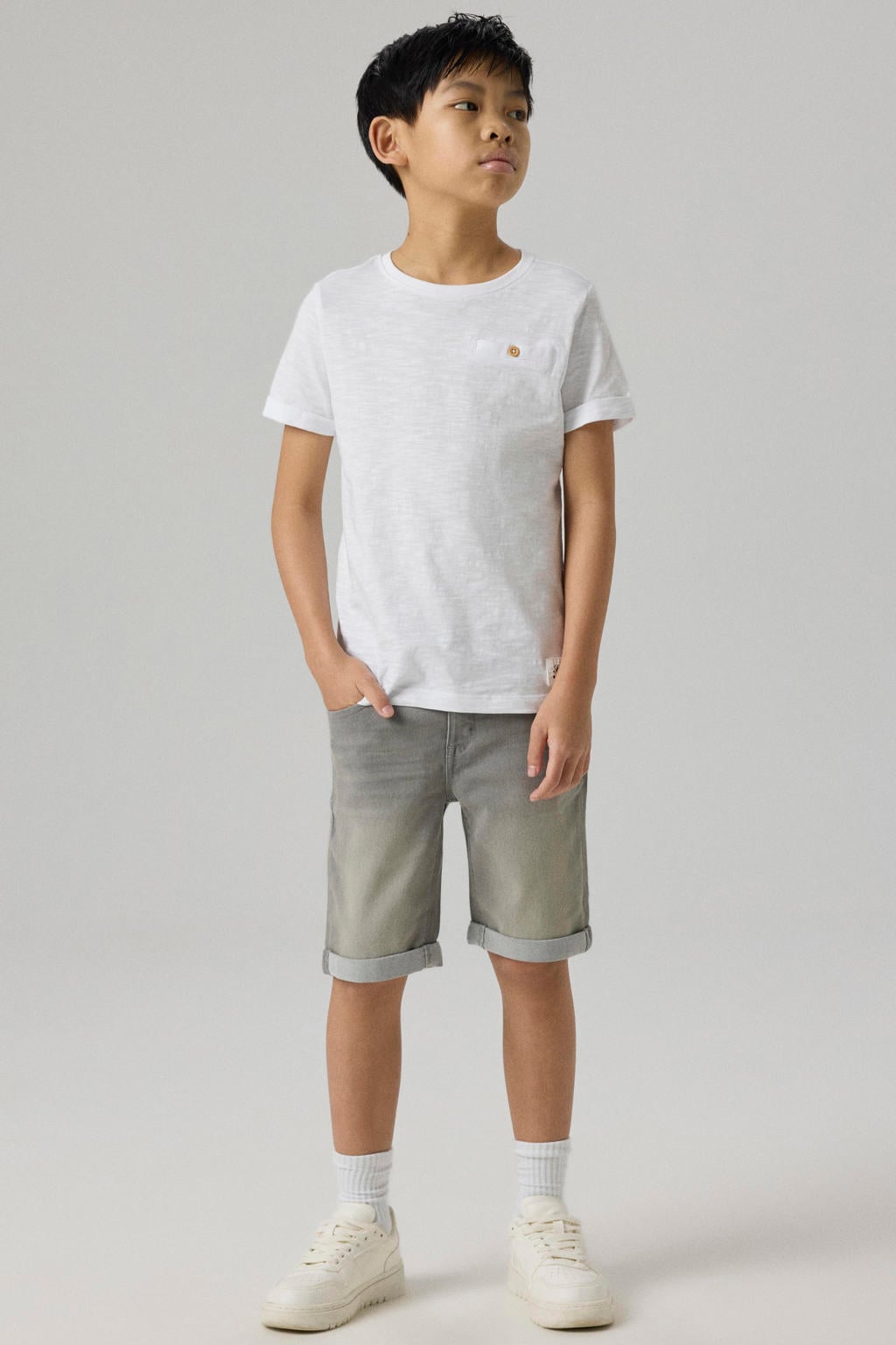 NAME IT KIDS slim fit jeans bermuda NKMSOFUS medium grey denim