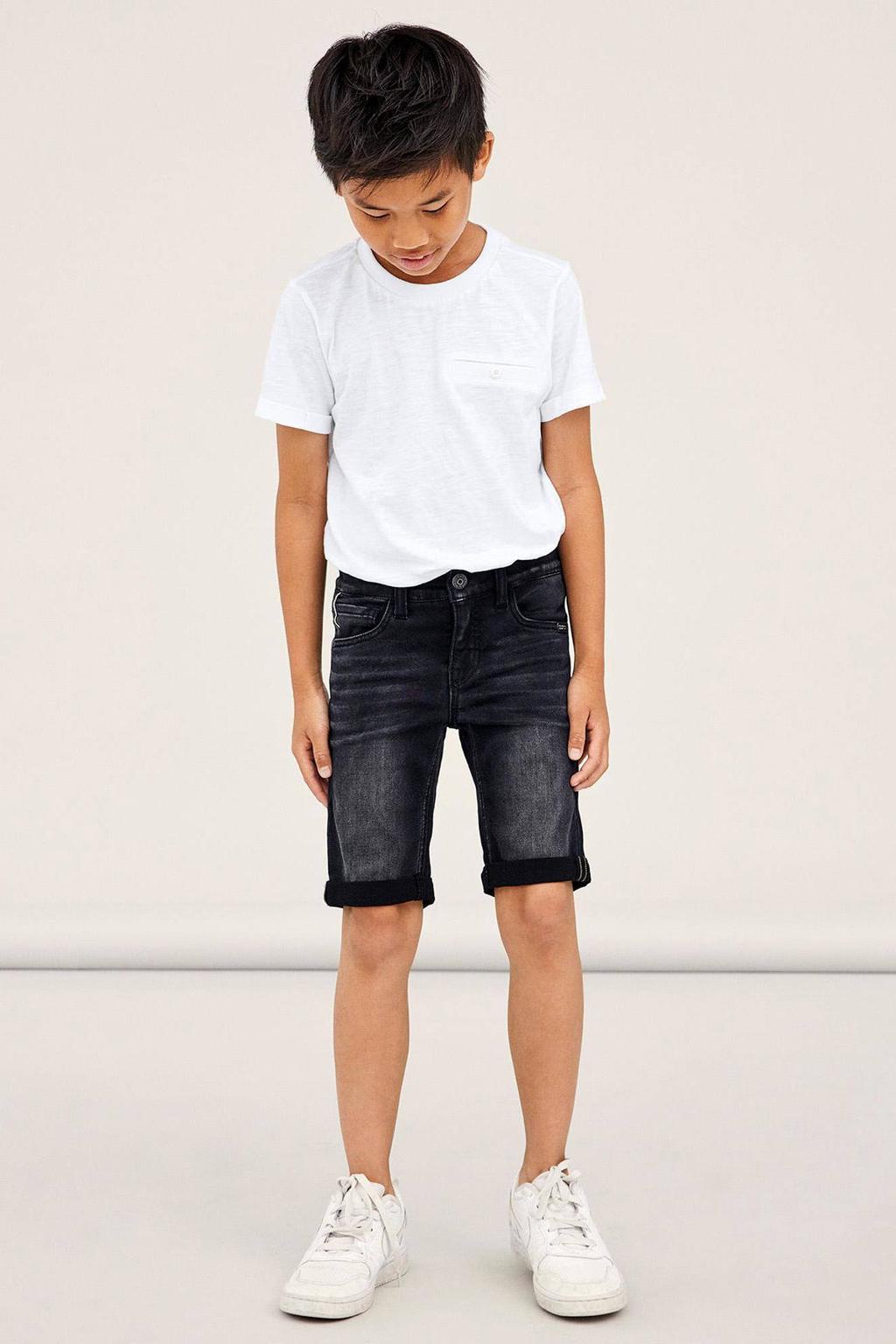 NAME IT KIDS slim fit jeans bermuda NKMTHEO zwart