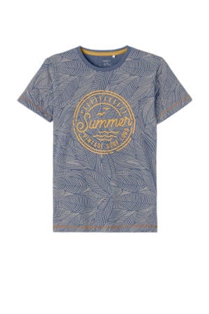 T-shirt NKMZETER met printopdruk blauw/grijs/geel