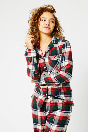geruite flanellen pyjamatop Labello rood/groen/wit