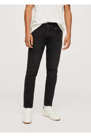 slim fit jeans met slijtage black denim