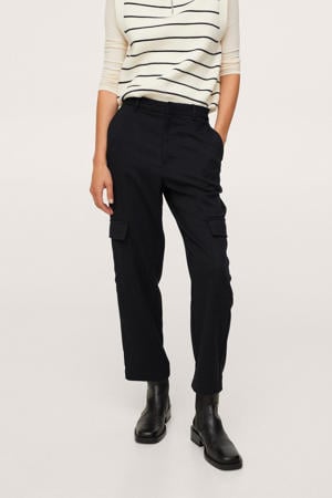 cropped straight fit pantalon zwart