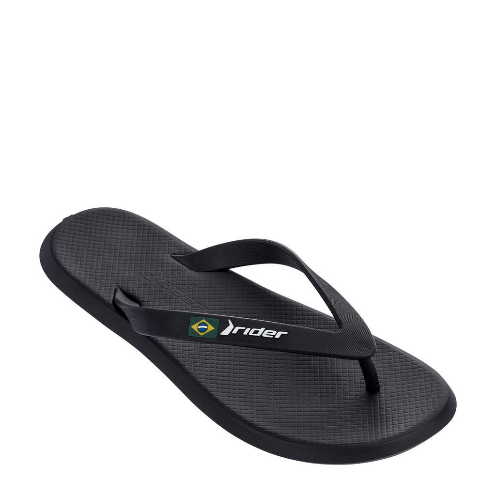 Zwarte heren Rider R1 teenslippers van rubber