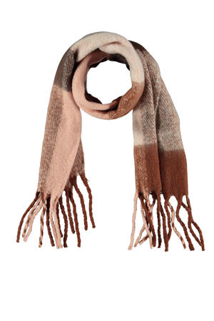 geruite sjaal roze/bruin