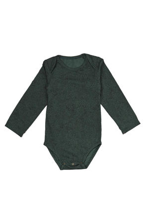 romper met stip print donkergroen
