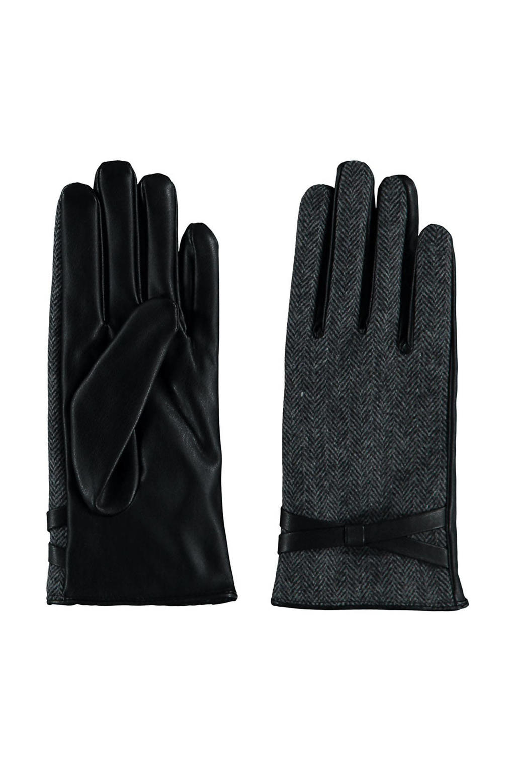 Sarlini handschoenen met visgraat motief grijs/zwart