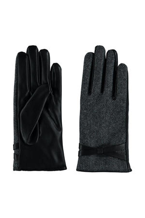 handschoenen met visgraat motief grijs/zwart