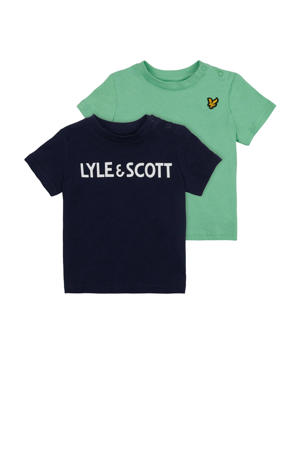 T-shirt - set van 2 donkerblauw/groen