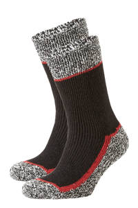 Heatkeeper thermo sokken - set van 2 zwart, Zwart/grijs/rood