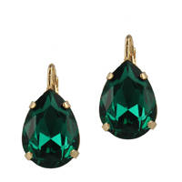 Otazu met goud vergulde oorbellen met Swarovski Kristallen Emerald, Goudkleurig