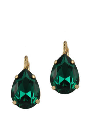 met goud vergulde oorbellen met Swarovski Kristallen Emerald