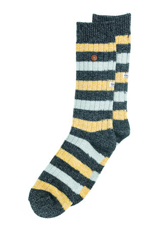 huissokken Twisted Wool Stripes antraciet/geel