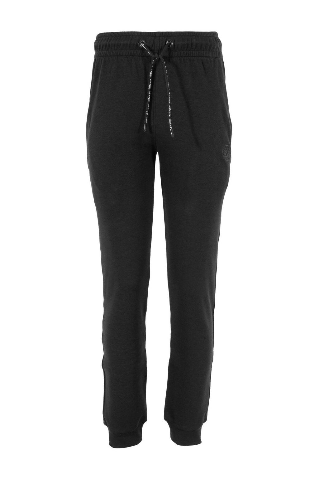 Zwarte heren Reece senior joggingbroek Studio van katoen met regular fit, elastische tailleband met koord en effen