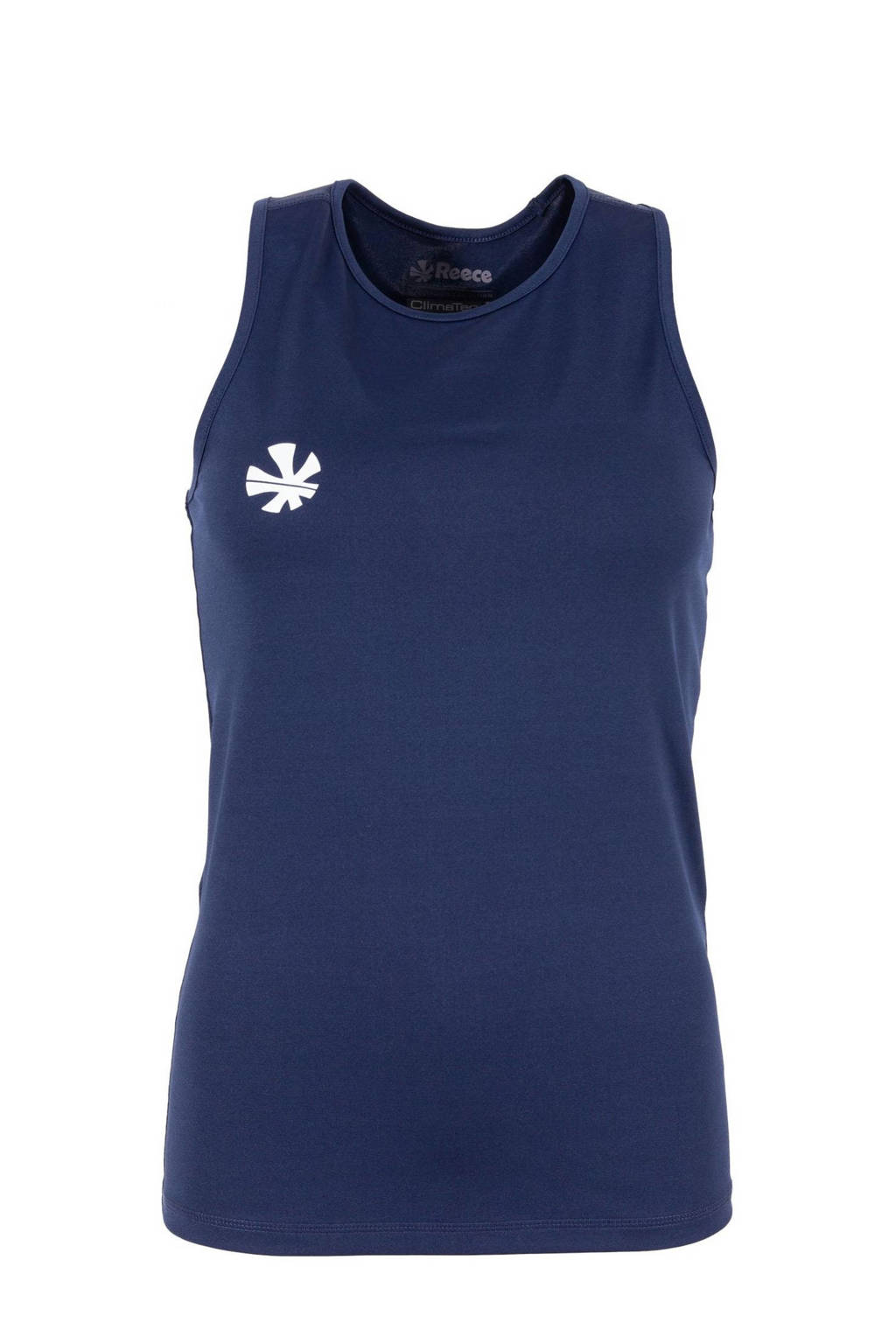 Donkerblauwe dames Reece Australia sportsinglet van polyester met ronde hals