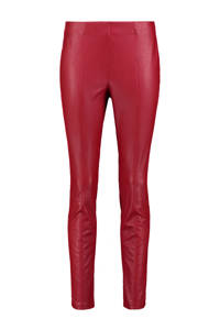 Rode dames Expresso imitatieleren skinny tregging met regular waist en elastische tailleband