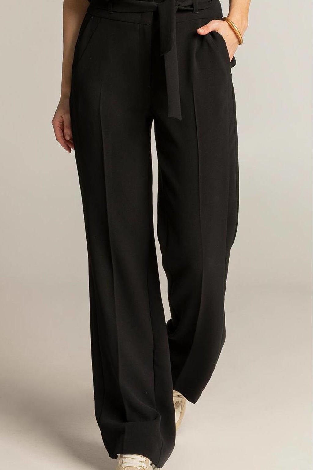 Expresso high waist wide leg palazzo broek van gerecycled polyester zwart