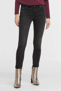 Grijze dames My Essential Wardrobe skinny jeans Celina wash van stretchdenim met regular waist en rits- en knoopsluiting