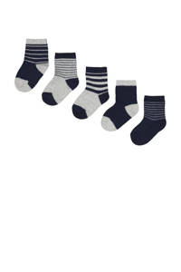 HEMA sokken - set van 5 donkerblauw/grijs, Donkerblauw/grijs