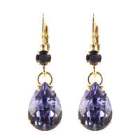 Otazu met goud vergulde oorbellen met Swarovski kristallen Velvet Purple, Goudkleurig