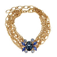 Otazu met goud vergulde armband met Swarovski Kristallen Blue Beetle, Goudkleurig