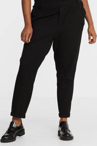 Zwarte dames VERO MODA CURVE straight fit pantalon van polyester met regular waist en elastische tailleband