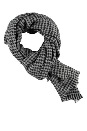 sjaal met pied-de-poule print grijs/zwart