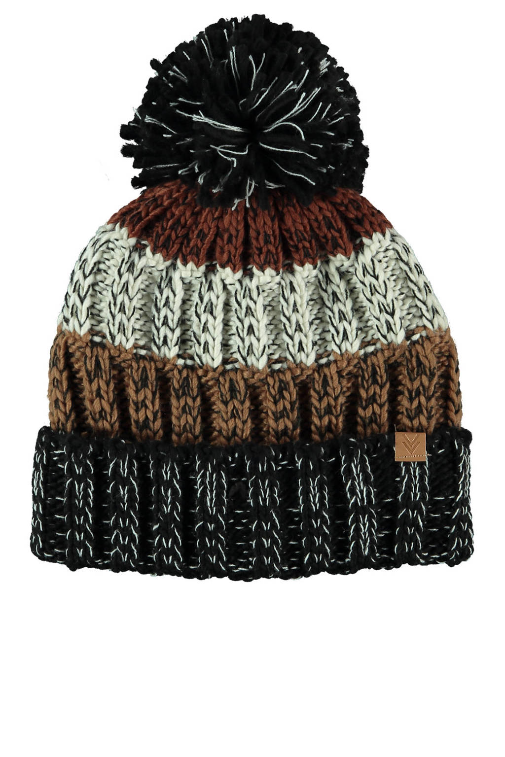 Sarlini gestreepte muts camel, bruin multi