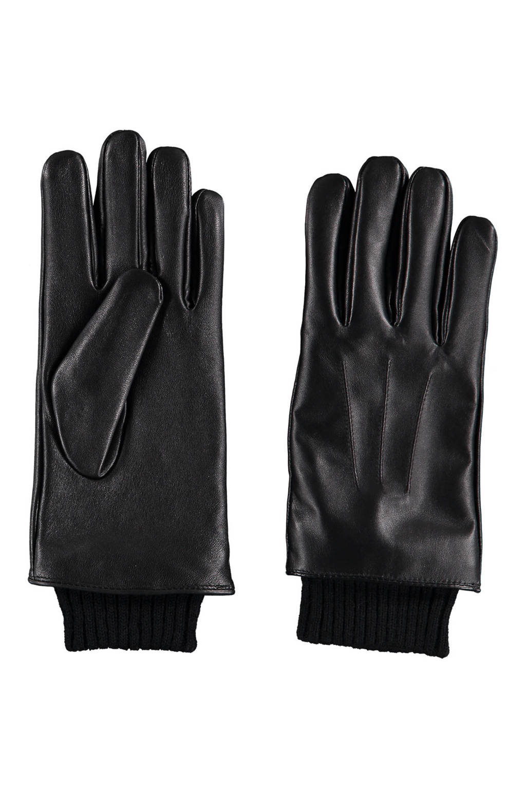Sarlini leren handschoenen zwart, Zwart