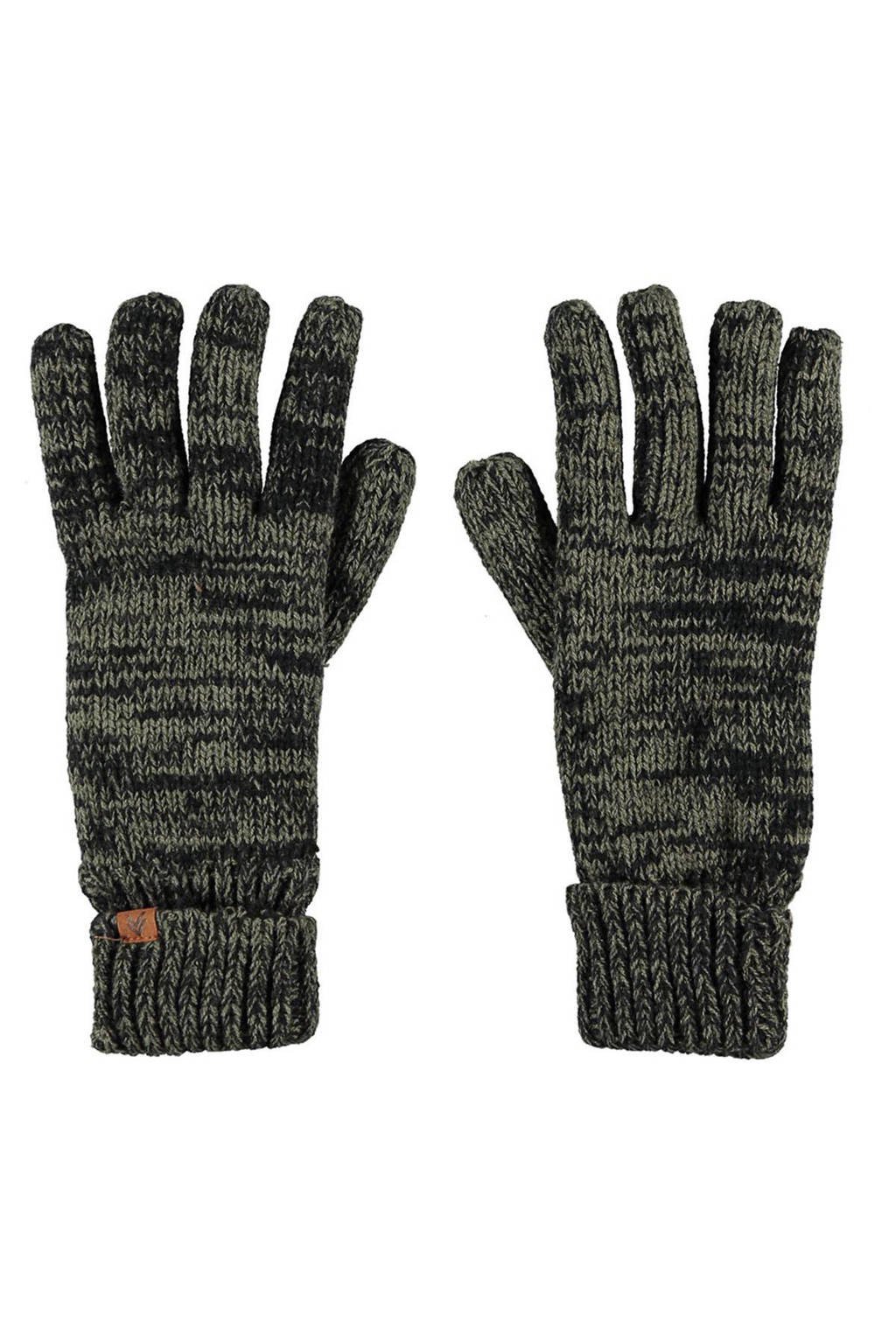 Sarlini handschoenen gemeleerd kaki, Kaki/zwart