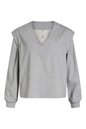gemêleerde sweater OBJILONA van gerecycled polyester lichtgrijs