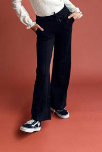 Zwarte meisjes LOOXS 10sixteen loose fit broek van viscose met regular waist en elastische tailleband met koord