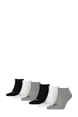 sneakersokken - set van 6 wit/zwart/grijs