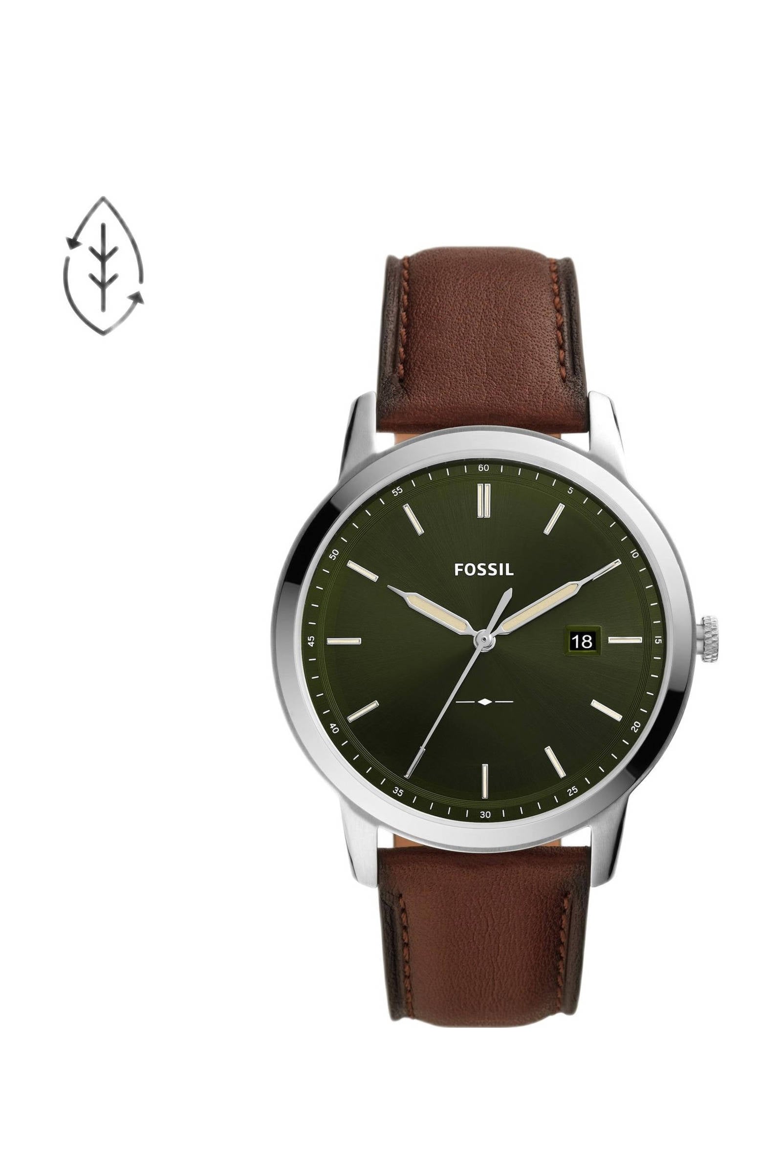 Fossil horloge FS5838 The Minimalist Solar bruin | wehkamp