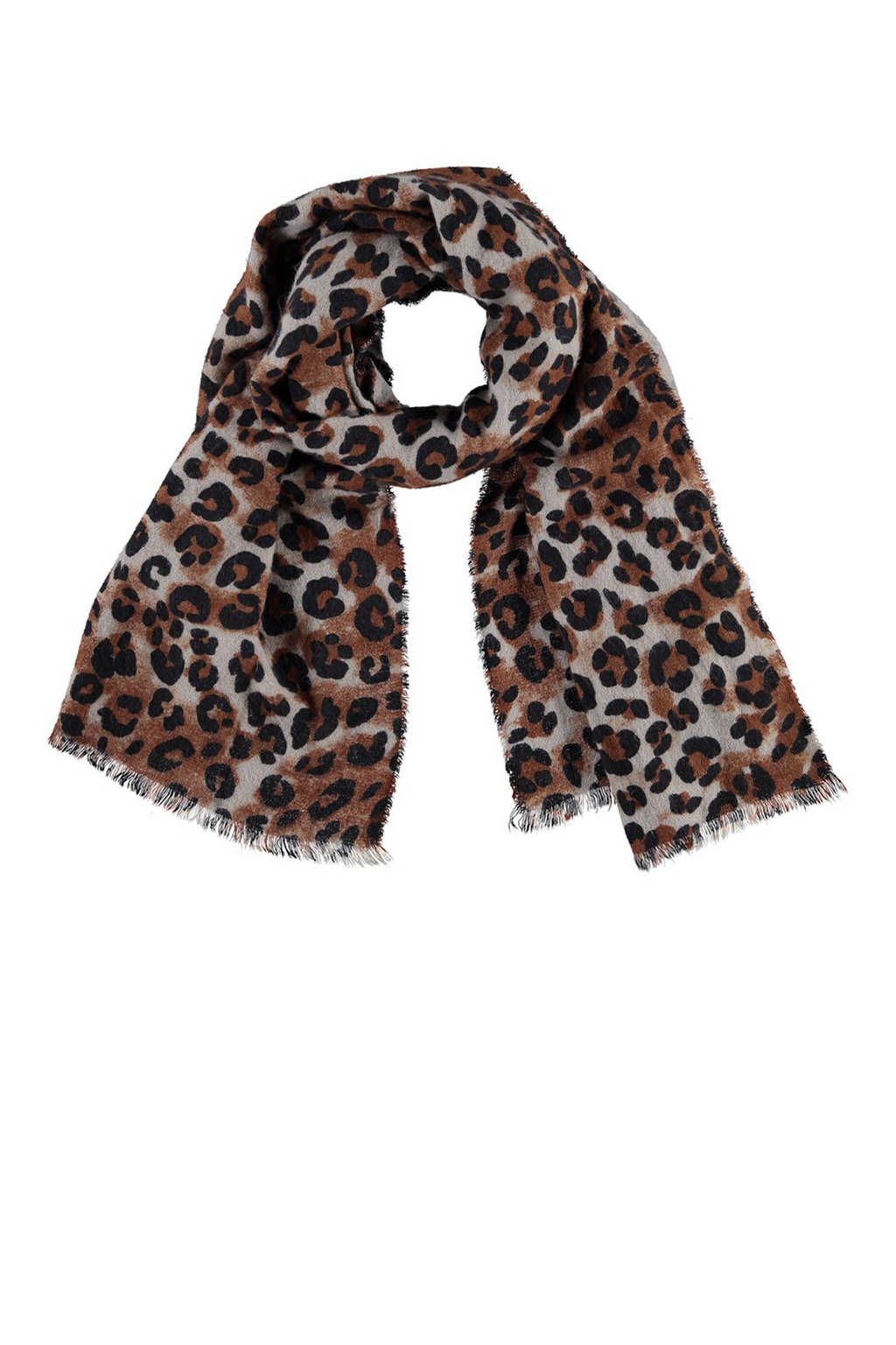 Sarlini sjaal met dierenprint bruin, bruin/grijs/zwart