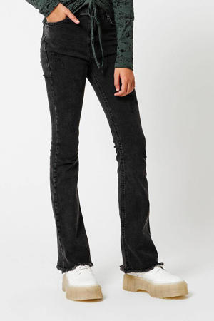 high waist flared jeans dark grey