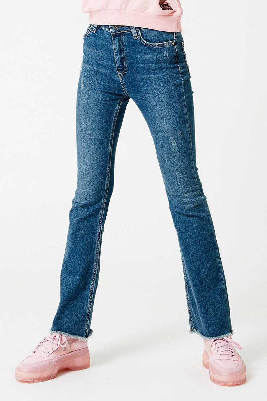 CoolCat Junior high waist flared jeans dark denim, Dark denim