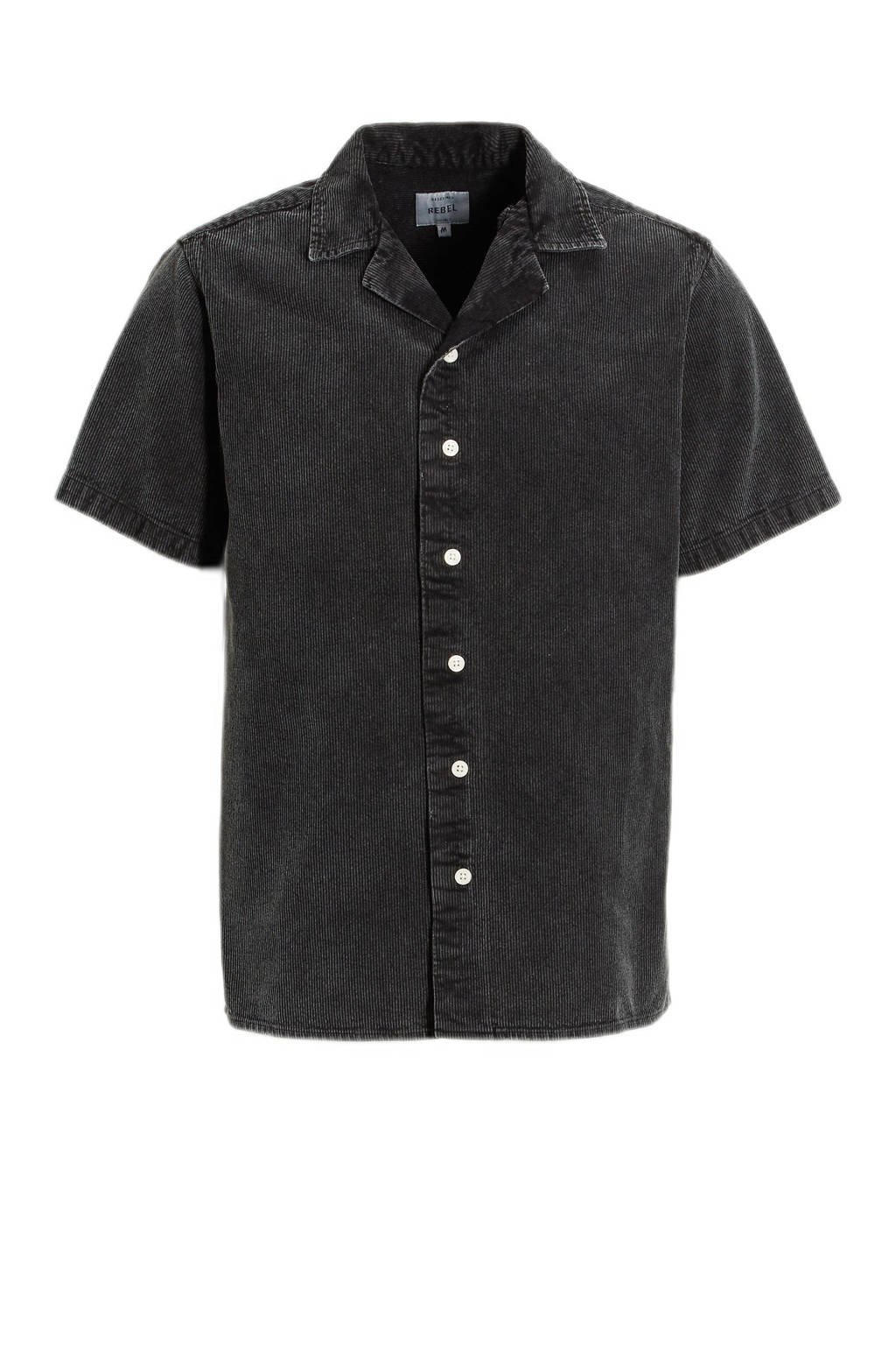 Redefined Rebel regular fit overhemd RRJulio met textuur black