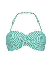 Cyell gestreepte strapless bandeau bikinitop Sunny Vibes groen/wit