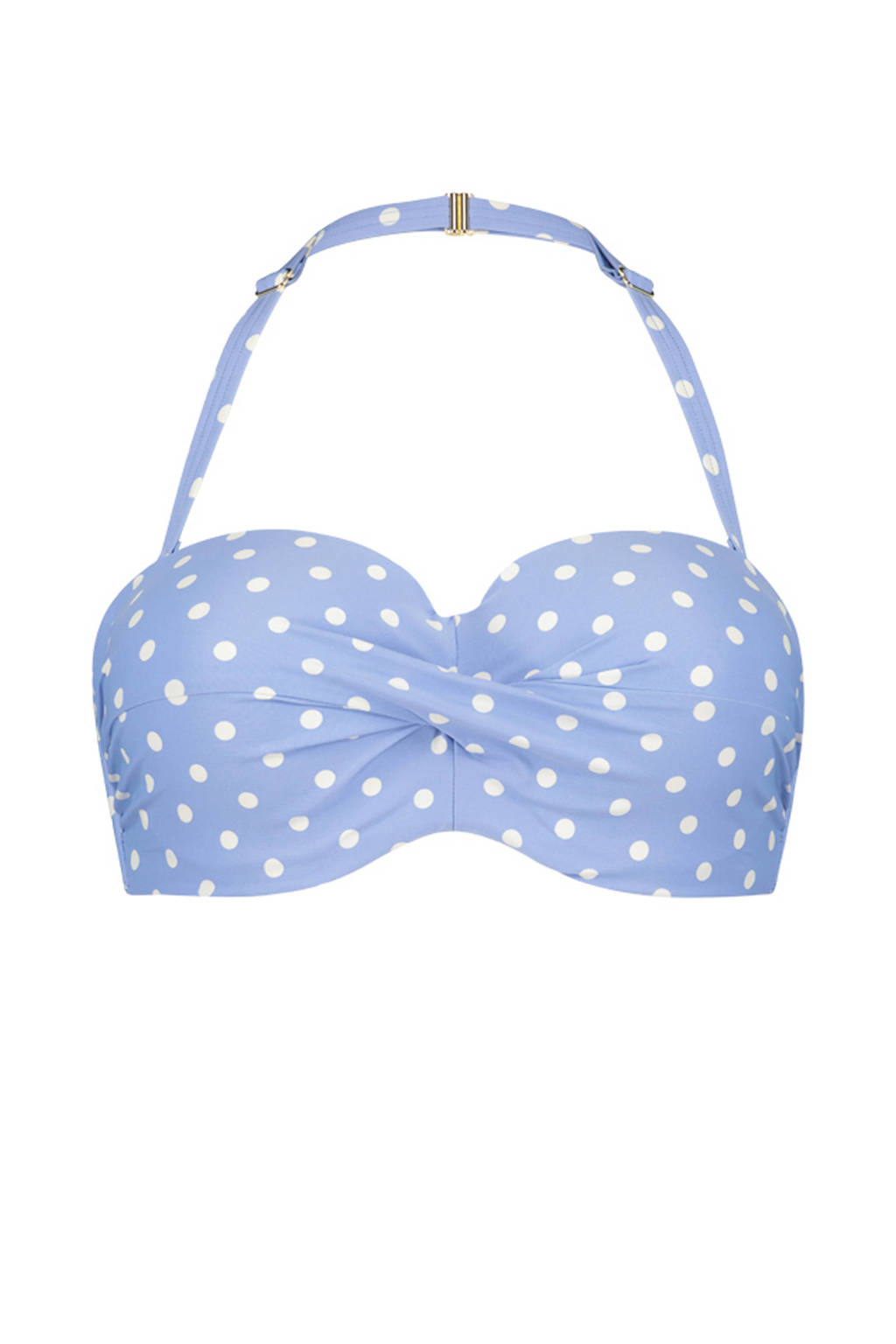 Cyell strapless bandeau bikinitop Just Dot lichtblauw/wit