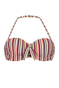 Cyell gestreepte strapless bandeau bikinitop Sassy Stripe rood/groen/blauw/wit, Rood/Groen/Blauw/Wit