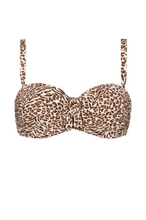 strapless bandeau bikinitop Leopard Love bruin/ecru